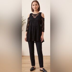 Torrid Babydoll Stretch Lace Cold Shoulder Blouse Black Torrid 00 Size M/L